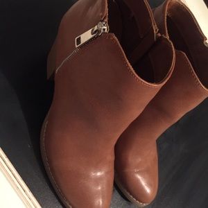 Brown leather booties
